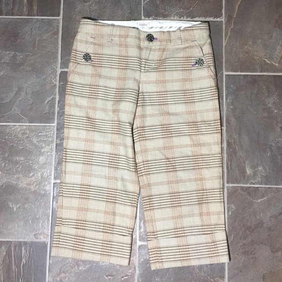 Talula Plaid Capris - Beige and Brown - Picture 1 of 5